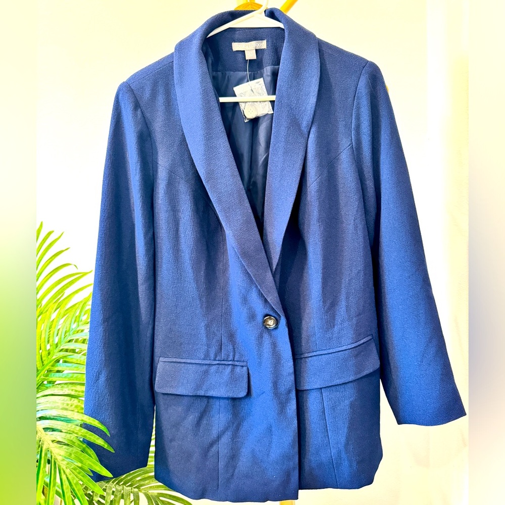 Jessica London Blue Single-Button Blazer